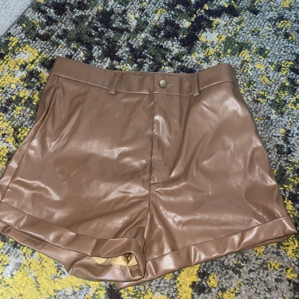 leather high waist shorts